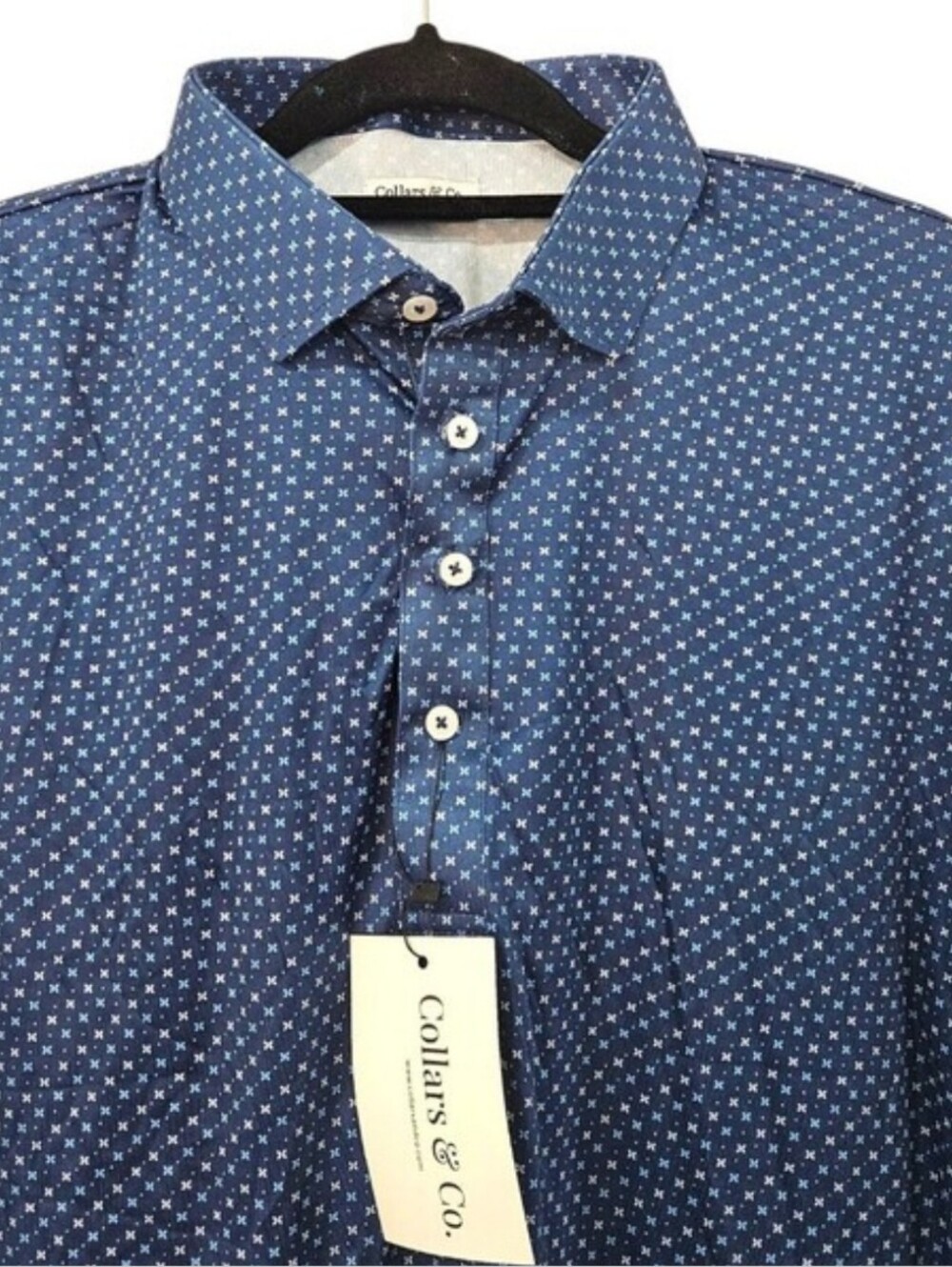 NWT Collars & Co Semi-Spread Collar Polo Los Cabos Blue Star Size M - Picture 3 of 7